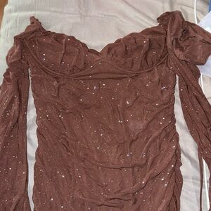Sparkly Brown Long Sleeve Dress